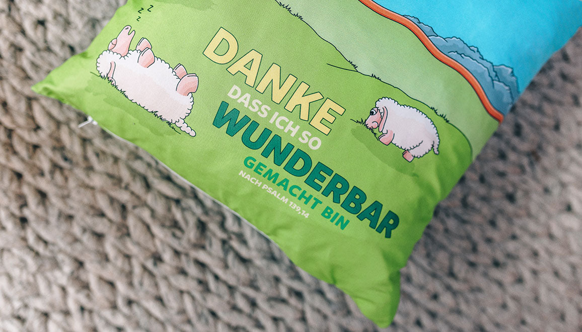 Kissen "Wunderbar gemacht" von oben